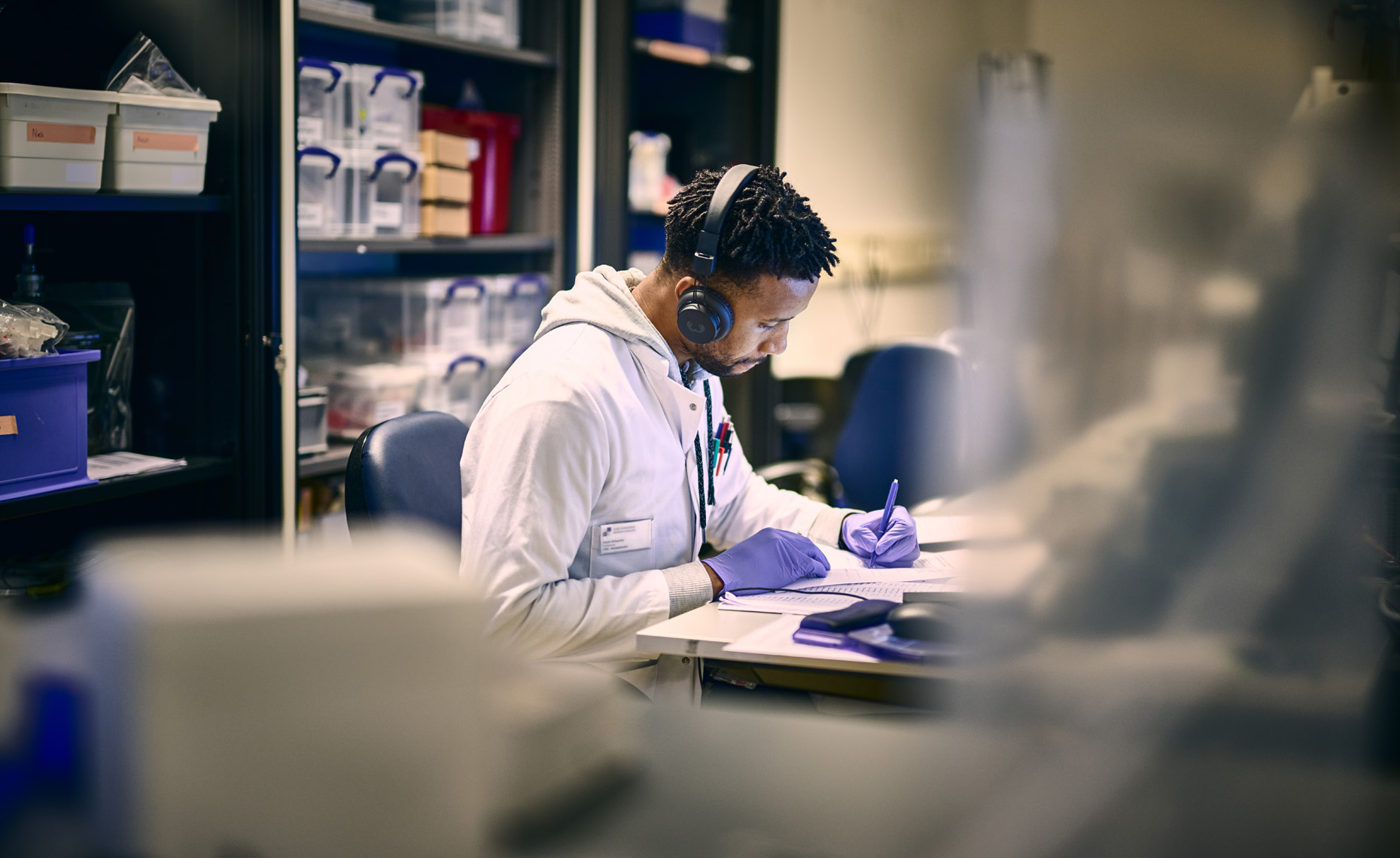 Scientist analysing the results of his research 
